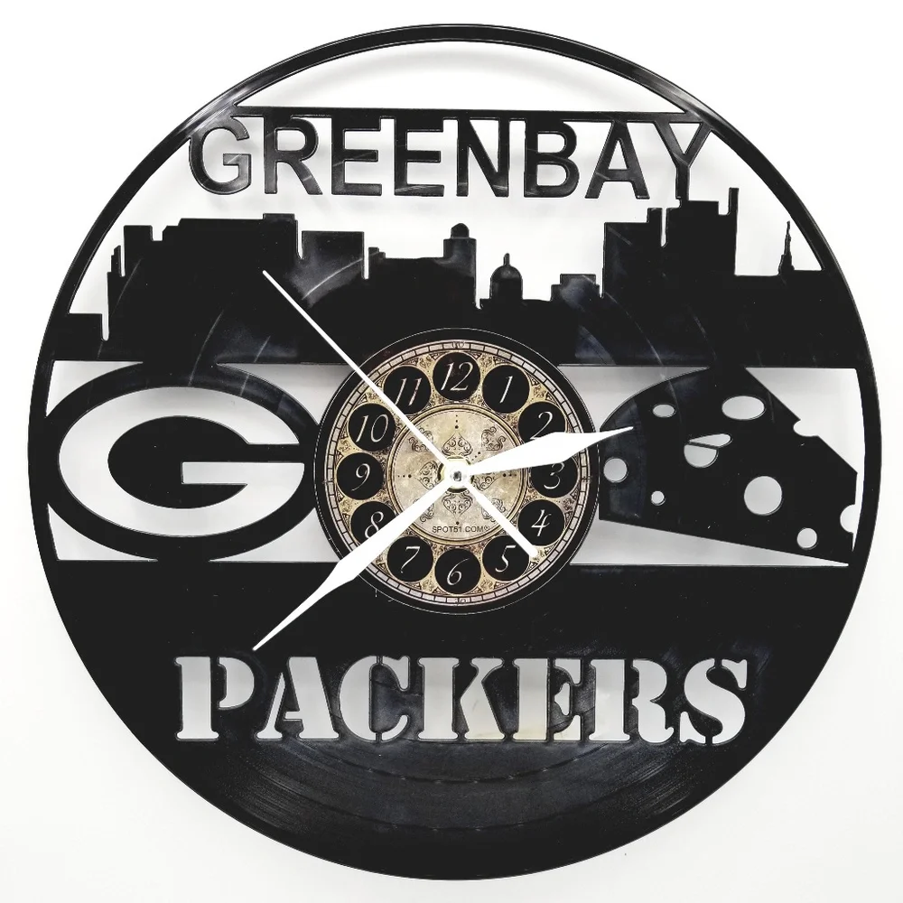 GREEN BAY PACKERS vinyl record clock